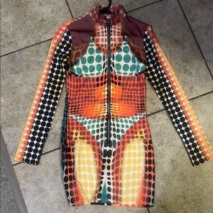 Colorful Geometric Long Sleeve Dress